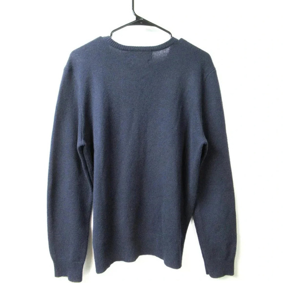 Polo By Ralph Lauren Mens Blue Lambs Wool Long Sleeve V-Neck Pullover Sweater M - Picture 2 of 7